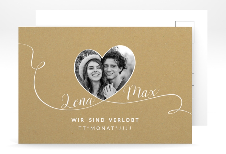 Verlobungskarte Hochzeit Herzensbund A6 Postkarte weiss