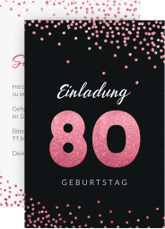 Klick: Details zu Einladung 80. Geburtstag "Glitzer" anzeigen Einladung 80. Geburtstag Glitzer A6 Karte hoch pink