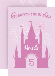 Klick: Details zu Einladungskarte Kindergeburtstag "Schloss" anzeigen Einladungskarte Kindergeburtstag Schloss A6 Karte hoch rosa