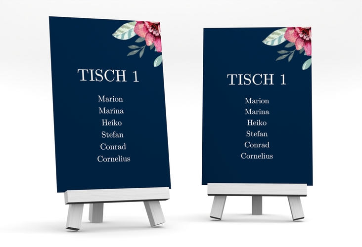 Tischaufsteller Hochzeit Blooming Tischaufsteller blau