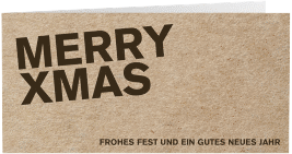 Klick: Details zu Geschäftliche Weihnachtskarte "Cardboard" anzeigen Geschäftliche Weihnachtskarte Cardboard lange Klappkarte quer Kraftpapier modern in Kraftpapier-Optik