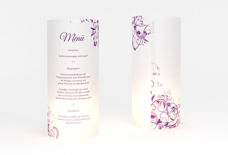 Windlicht Menü Hochzeit "Lilly" Windlicht lila