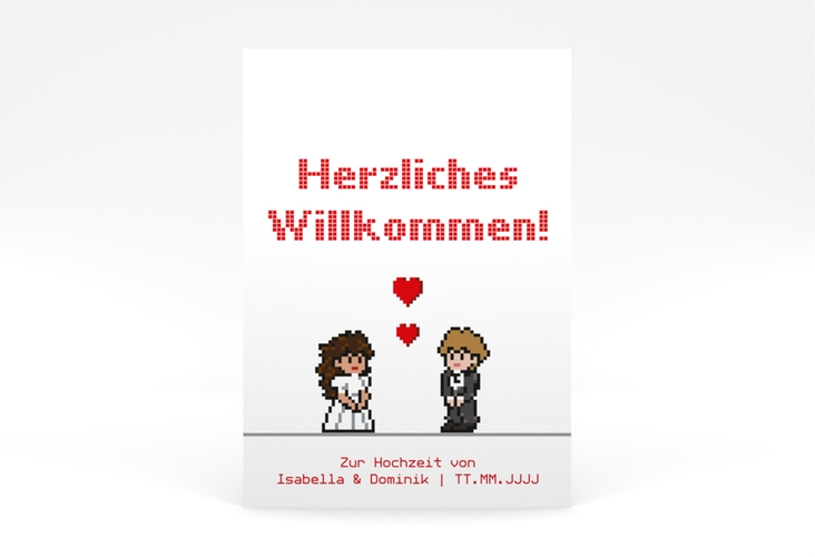 Willkommensschild Poster Pixel 50 x 70 cm Poster weiss