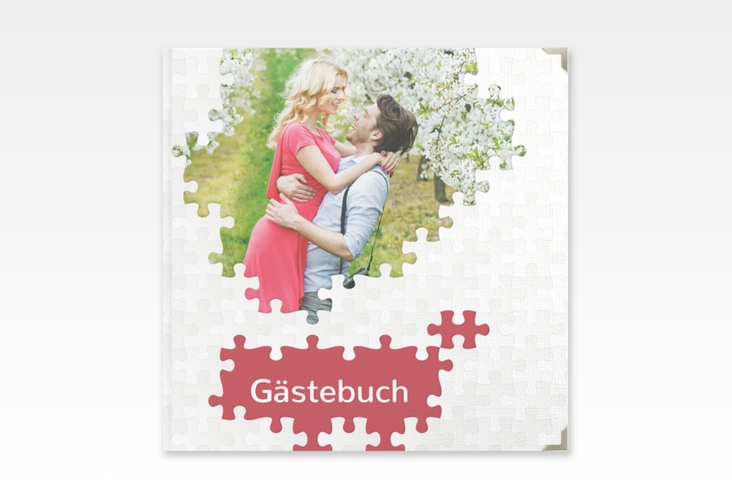 Gästebuch Selection Hochzeit Puzzle Leinen-Hardcover rot