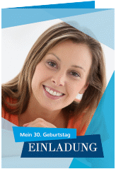 Einladung 30. Geburtstag Shapes A6 Klappkarte hoch blau