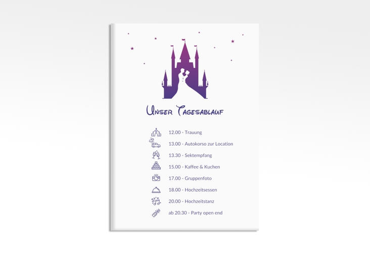 Tagesablauf Leinwand Hochzeit Castle 50 x 70 cm Leinwand lila