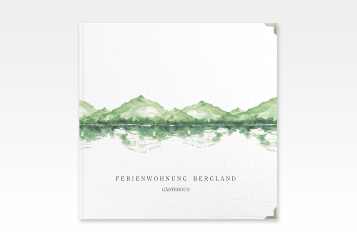 Gästebuch Selection Ferienwohnung Bergland Leinen-Hardcover gruen mit Gebirgslandschaft