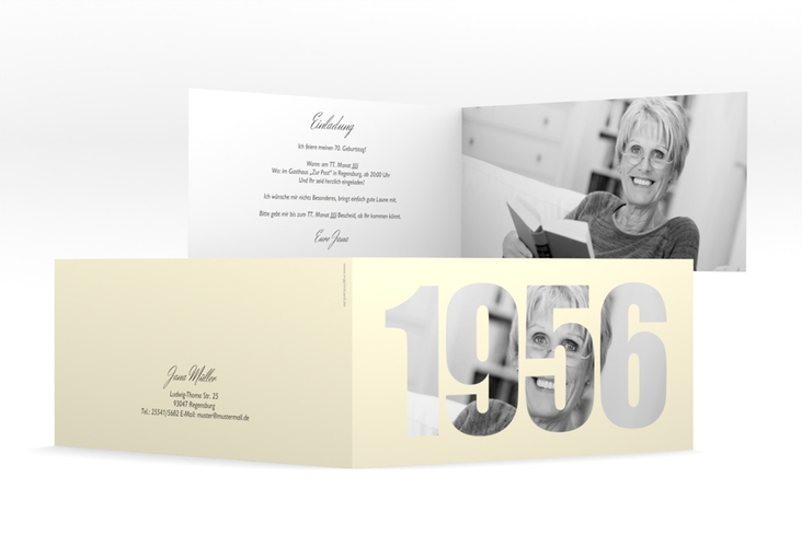 Einladungskarte Jahreszahl 2026 lange Klappkarte quer