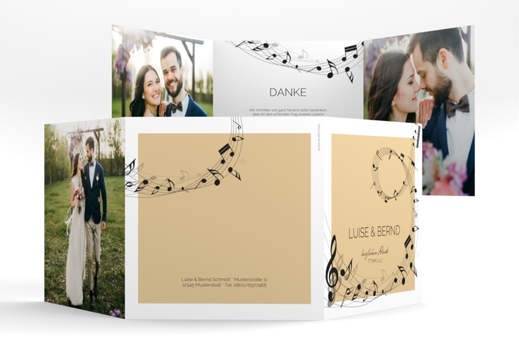 Dankeskarte Hochzeit Melody quadr. Doppel-Klappkarte
