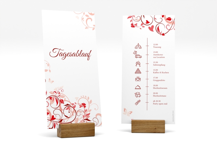 Tagesablauf Hochzeit Lilly lange Karte hoch rot