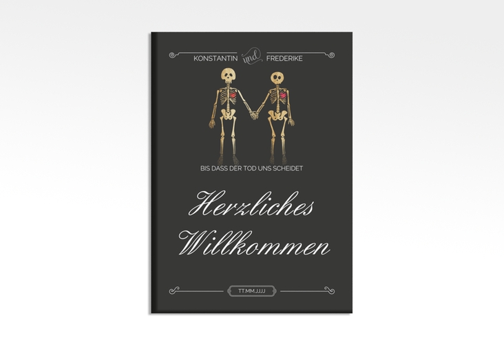 Willkommensschild Hochzeit Bones 50 x 70 cm Leinwand