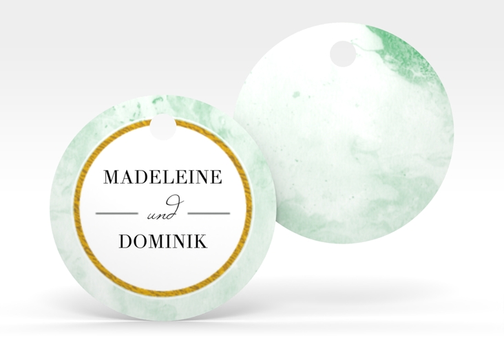 Geschenkanhänger Hochzeit Marble Geschenkanhänger, rund gruen hochglanz