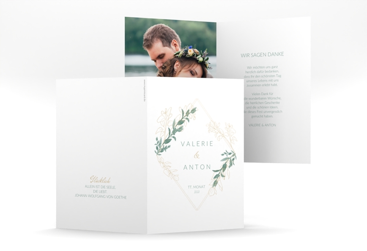 Danksagungskarte Hochzeit Verde A6 Klappkarte hoch