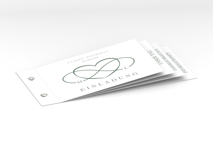 Hochzeitseinladung Infinity Booklet gruen