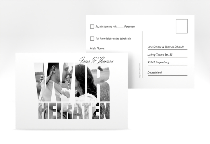 Antwortkarte Hochzeit Letters A6 Postkarte