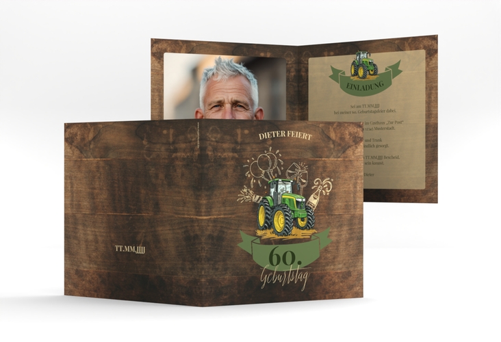 Einladung 60. Geburtstag Bulldog quadr. Klappkarte