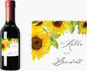 Piccoloetikett Hochzeit Sonnenblume Etikett Piccolo weiss