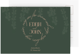 Klick: Details zu Antwortkarte Hochzeit "Efeugrün" anzeigen Antwortkarte Hochzeit Efeugrün A6 Postkarte gruen im Fantasy-Elfen-Design mit Efeu