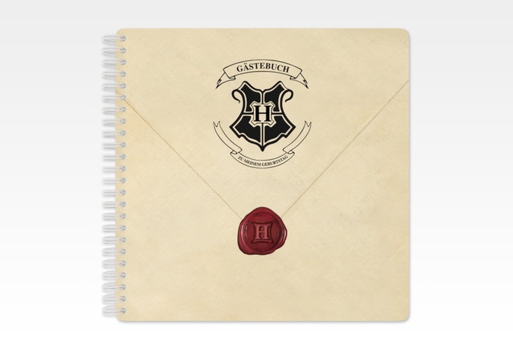 Gästebuch Geburtstag Zauberei Ringbindung beige