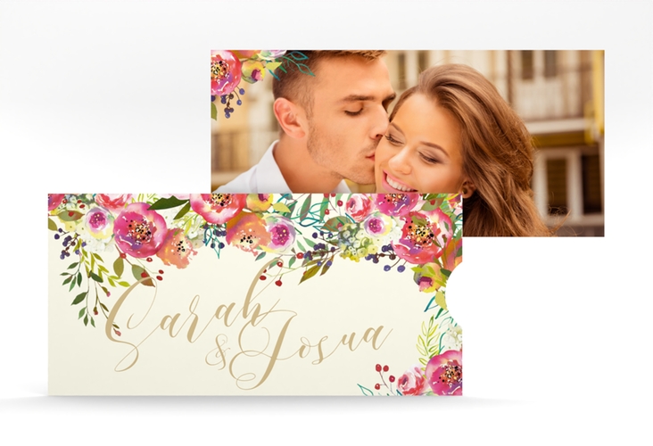 Hochzeitseinladung Flowerbomb Einsteckkarte beige