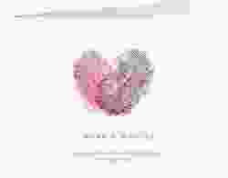 Hochzeitseinladung Fingerprint mittlere Klappkarte quer pink schlicht mit Fingerabdruck-Motiv