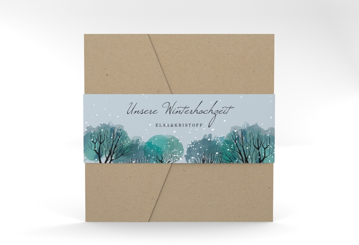 Hochzeitseinladung Winterhochzeit Pocketfold hochglanz