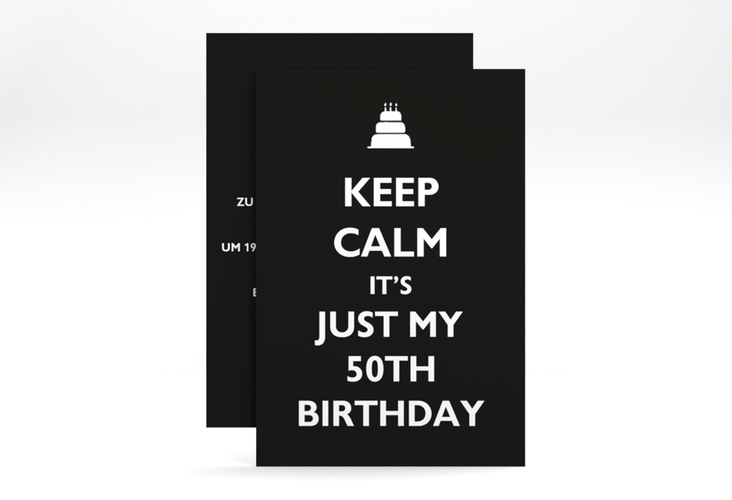 Einladung 50. Geburtstag KeepCalm A6 Karte hoch