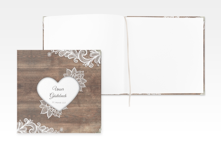 Gästebuch Selection Hochzeit Spitze Leinen-Hardcover braun