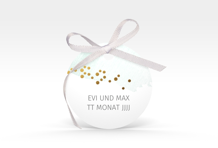 Geschenkanhänger Hochzeit Pastell Geschenkanhänger, rund mint hochglanz