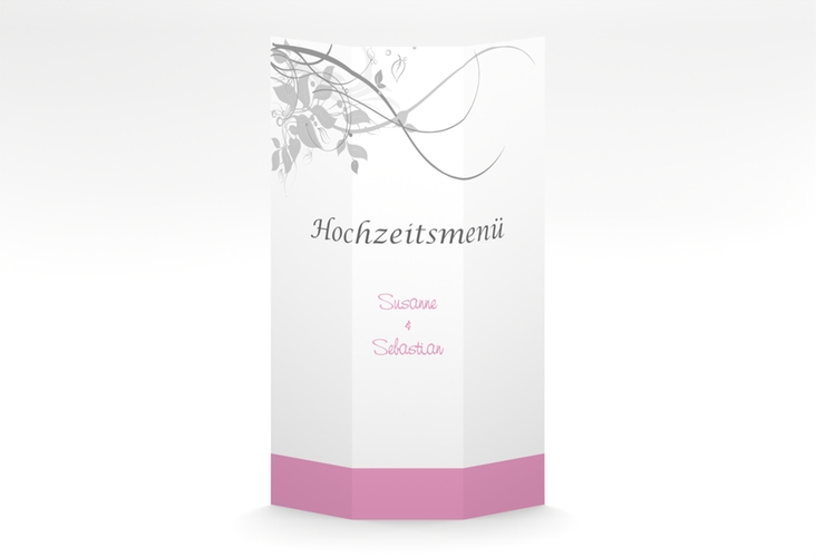 Menükarte Hochzeit "Florenz" A4 Wickelfalzkarte rosa