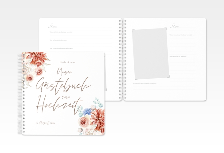 Gästebuch Hochzeit Flowercloud Ringbindung bunt