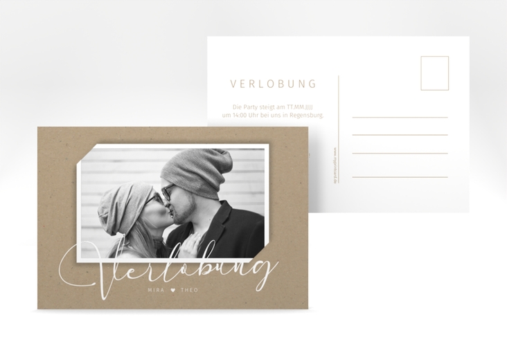 Verlobungskarte Hochzeit  Crafty A6 Postkarte Kraftpapier