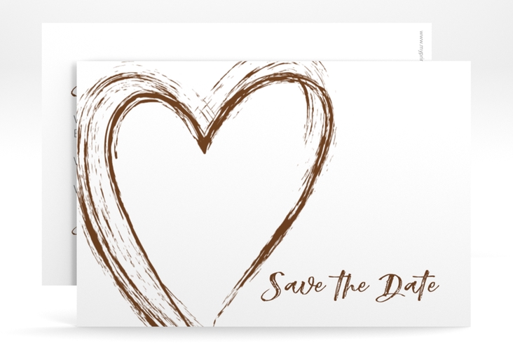 Save the Date-Karte Liebe A6 Karte quer braun