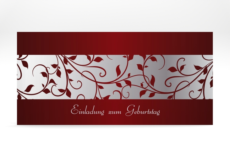 Einladung Geburtstag Hermann/Hermine lange Karte quer rot