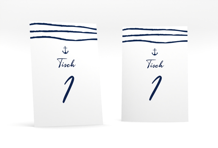 Tischnummer Hochzeit Liebesanker Tischaufsteller mit maritimem Streifenmuster und kleinem Anker