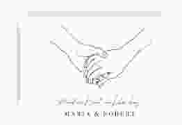 Save the Date-Karte Hands A6 Karte quer weiss mit sich haltenden Händen im Monoline-Stil