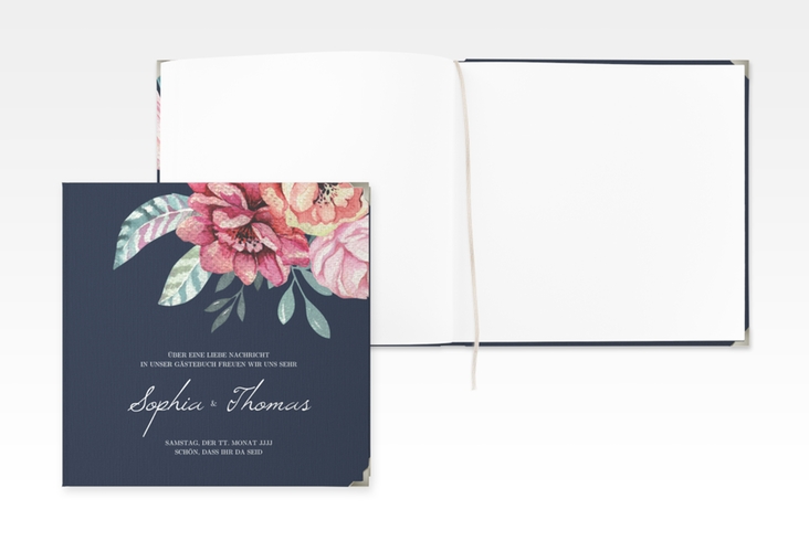 Gästebuch Selection Hochzeit Blooming Leinen-Hardcover blau