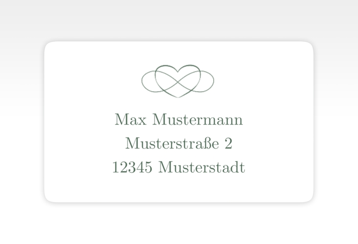 Empfängeretikett Hochzeit Infinity 63,5 x 38,1 mm gruen