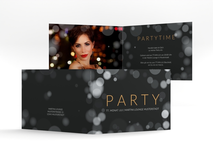 Partyeinladung Gloss A6 Klappkarte quer