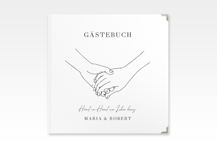 Gästebuch Selection Hochzeit Hands Leinen-Hardcover mit sich haltenden Händen im Monoline-Stil