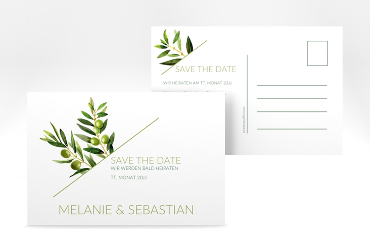 Save the Date-Postkarte Olivenzweig A6 Postkarte