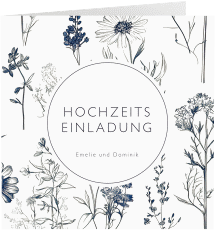 Klick: Details zu Hochzeitseinladung "Chinoiserie Floral" anzeigen Hochzeitseinladung Chinoiserie Floral quadr. Klappkarte weiss