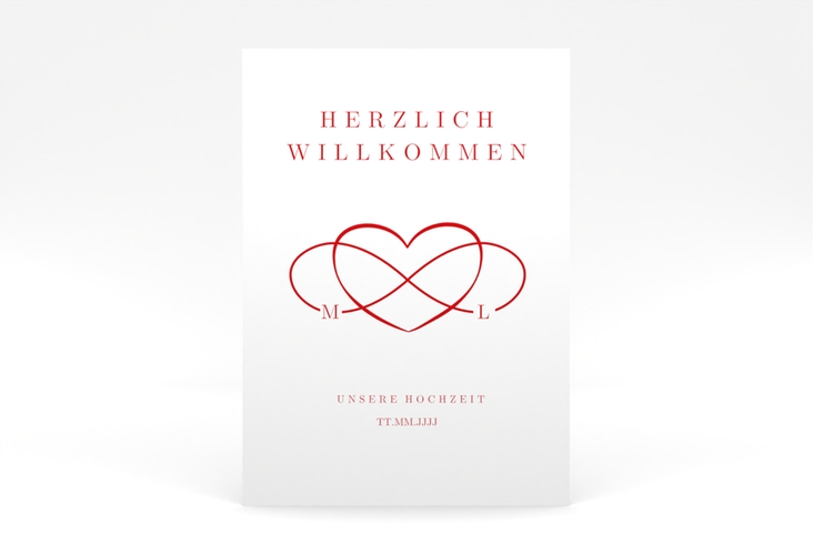 Willkommensschild Poster Infinity 50 x 70 cm Leinwand rot