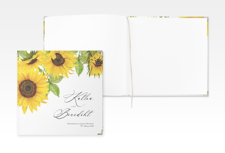 Gästebuch Selection Hochzeit Sonnenblume Leinen-Hardcover weiss