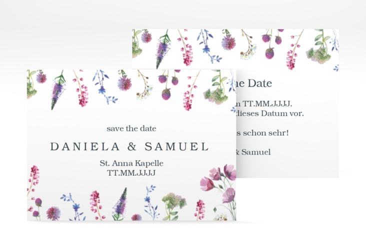 Save the Date-Visitenkarte Wildblumen Visitenkarte quer hochglanz