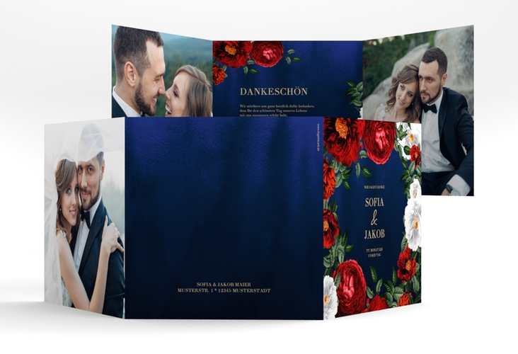 Danksagungskarte Hochzeit Florista quadr. Doppel-Klappkarte hochglanz