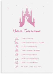 Klick: Details zu Tagesablauf Leinwand Hochzeit "Castle" anzeigen Tagesablauf Leinwand Hochzeit Castle 50 x 70 cm Leinwand rosa