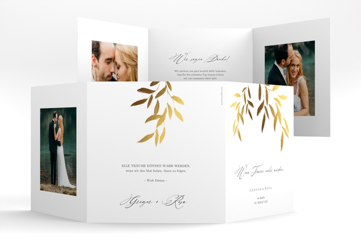 Dankeskarte Hochzeit Demure quadr. Doppel-Klappkarte weiss