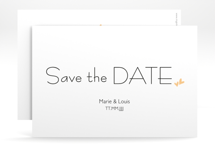 Save the Date-Karte Hochzeit Twohearts A6 Karte quer beige