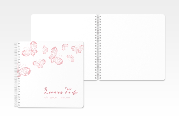 Gästebuch Taufe Protection Ringbindung rosa